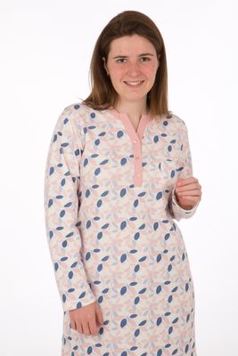 Perlina Dames nachthemd: Fanny B, gemoltoneerd, roze bedrukt, 100cm