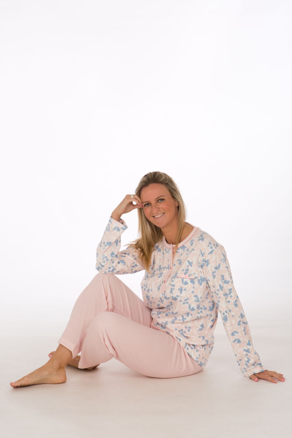 Perlina Dames pyjama: Erina A, Roze, gemoltoneerd