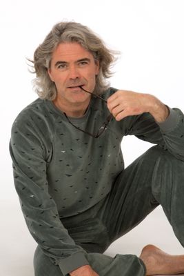 Perlina Heren pyjama: Melvin, Velour, Opal groen