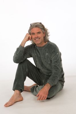 Perlina Heren pyjama: Melvin, Velour, Opal groen