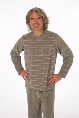 Perlina Heren Pyjama: Evert, Velours, Grey