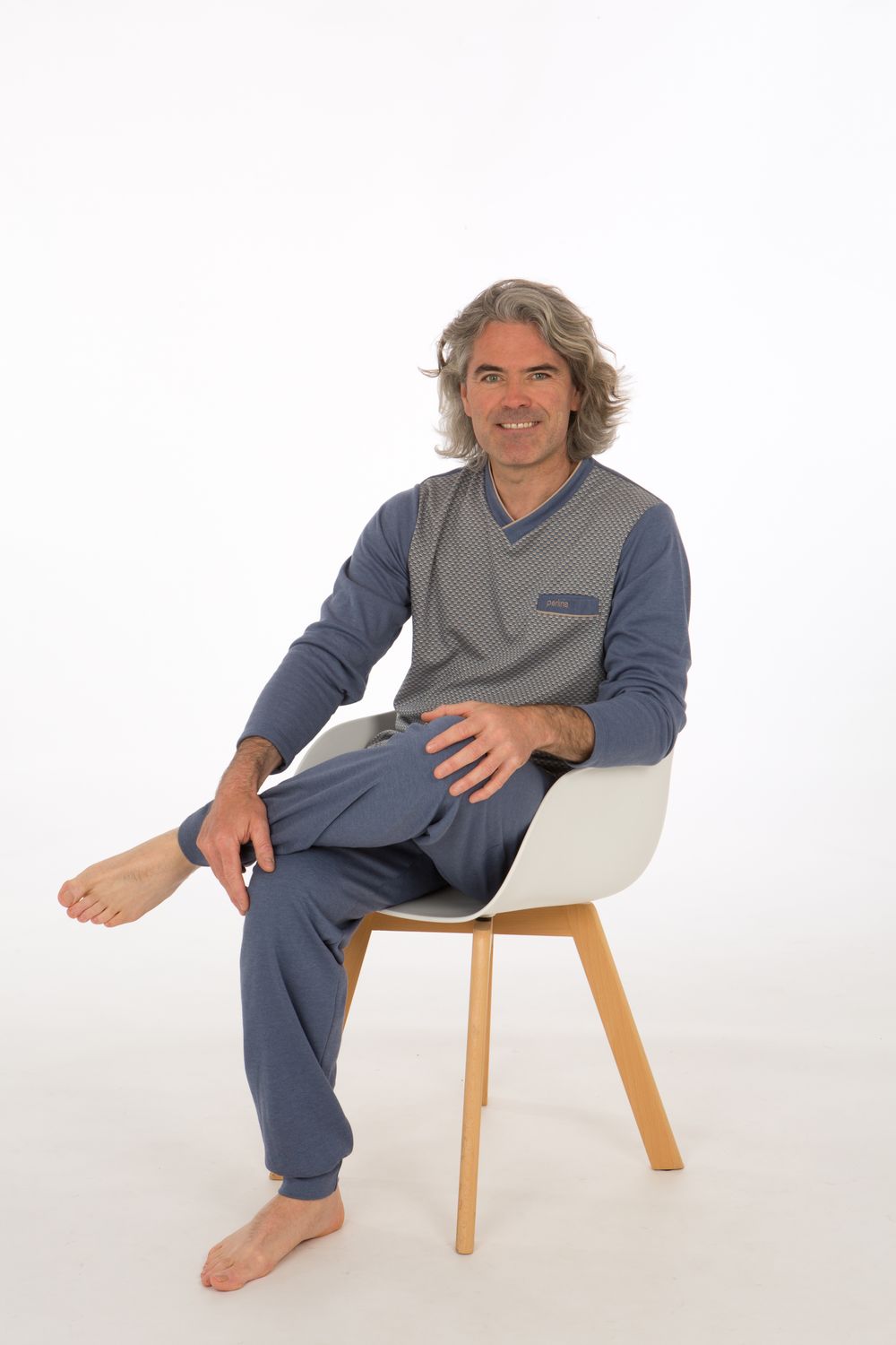 Perlina Heren Pyjama: Otto, interlock brushed, Jeans tot 4XL