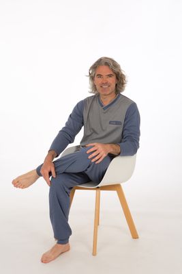 Perlina Heren Pyjama: Otto, interlock brushed, Jeans tot 4XL