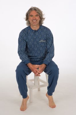 Perlina Heren pyjama: Igor, interlock, Blauw