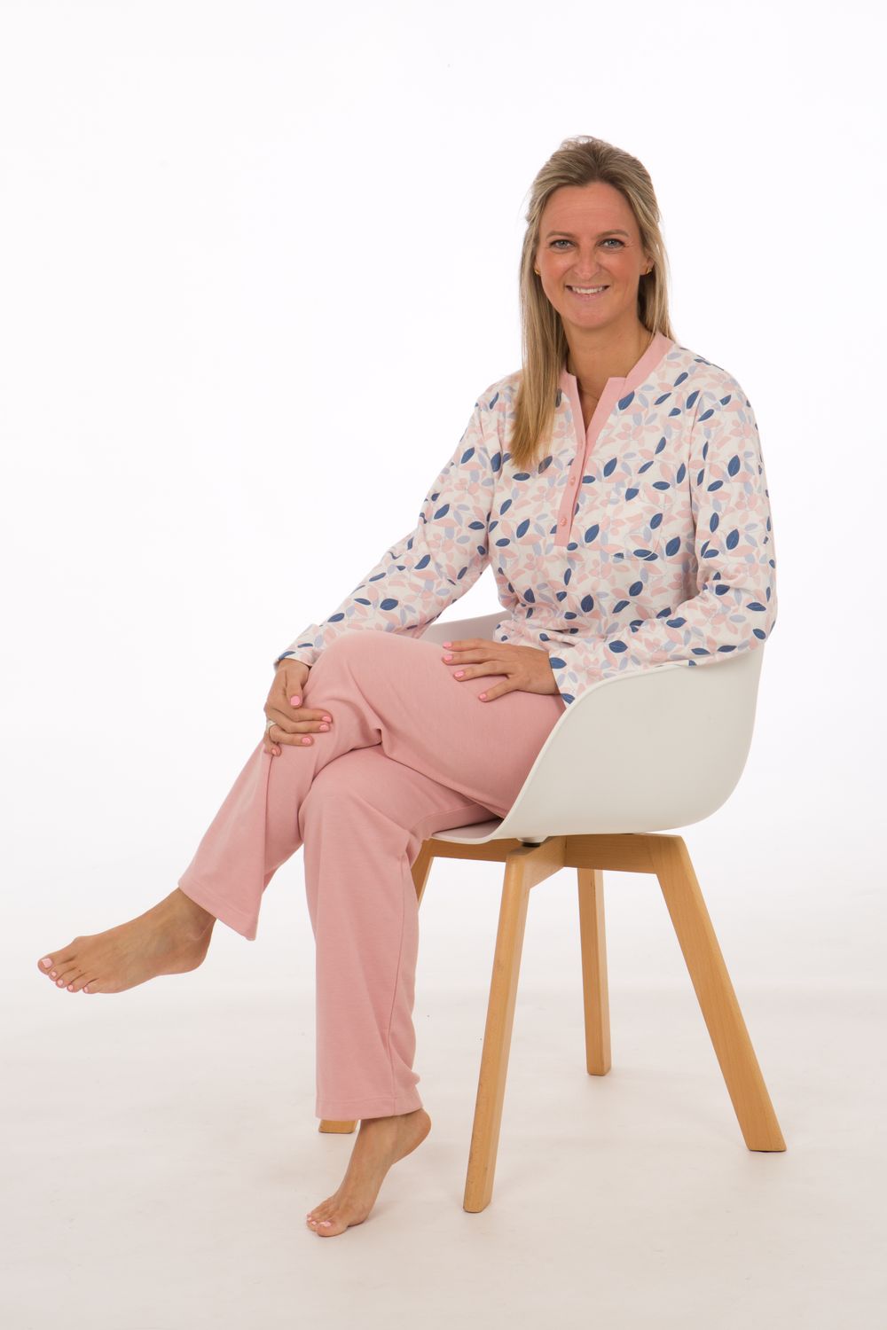 Perlina Dames Pyjama: Fanny A, Interlock Brushed, Roze