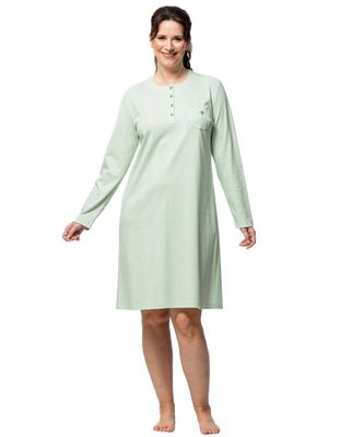 Egatex dames nachthemd: groen, Lange mouw, 100cm