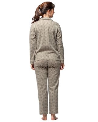 Egatex dames Pyjama: Groen / Roze, Doorknoop model