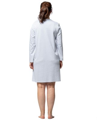Egatex dames nachthemd: Blauw geprint, 100cm, interlock