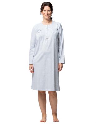 Egatex dames nachthemd: Blauw geprint, 110cm, interlock