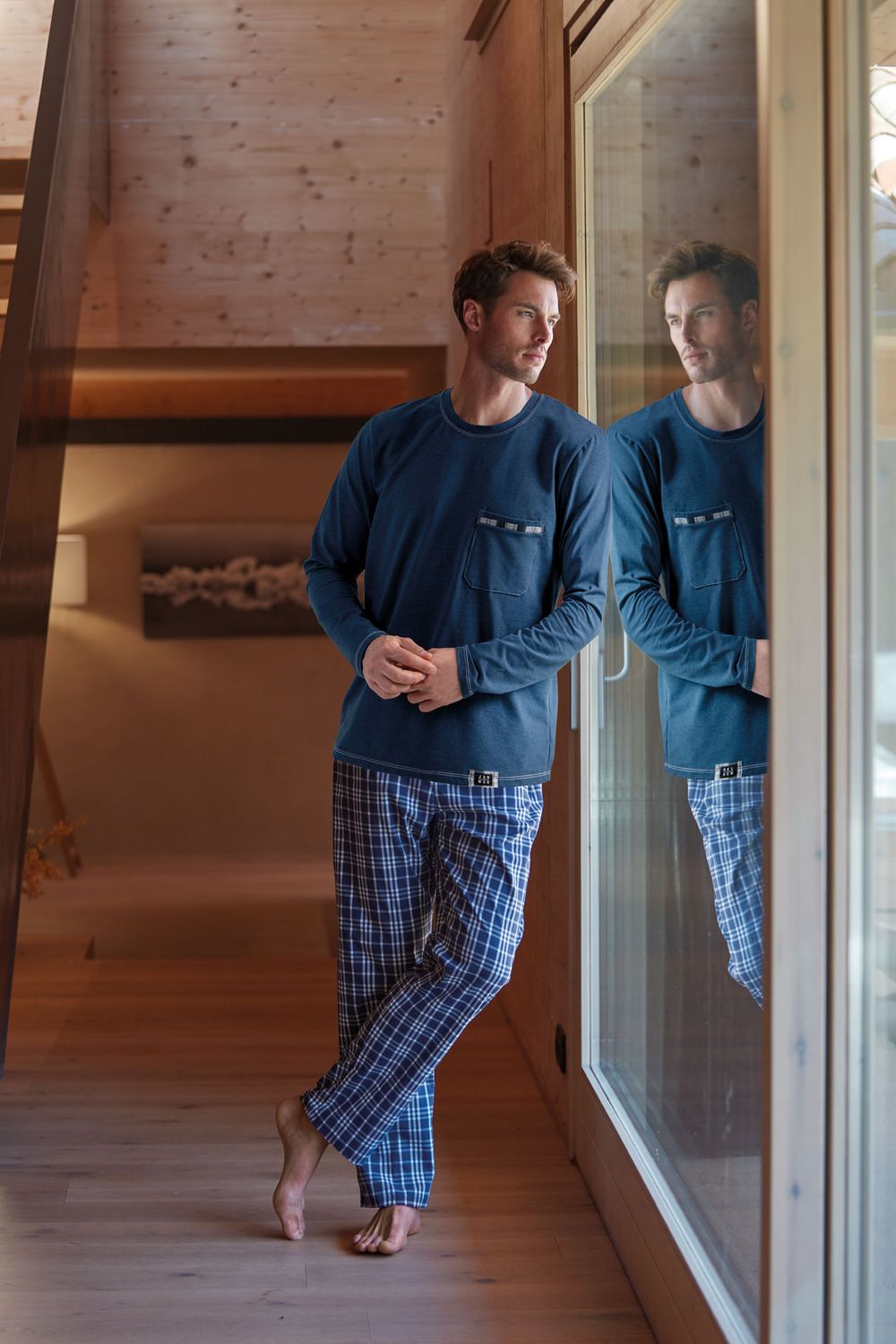 Janira / Janmen Heren pyjama: Always, Blauw, recht model