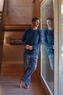 Janira / Janmen Heren pyjama: Always, Blauw, recht model