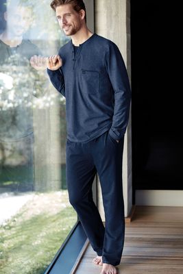 Janira / Janmen Heren pyjama: Smart Supreme, Blauw, recht model