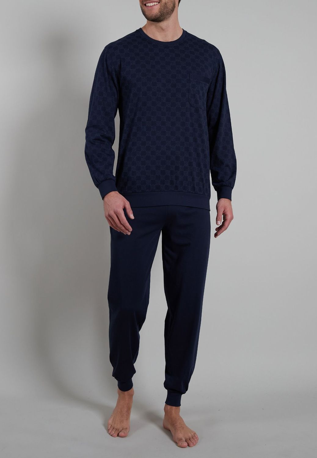 Bugatti Pyjama Heren: Blauw, Lange mouwen