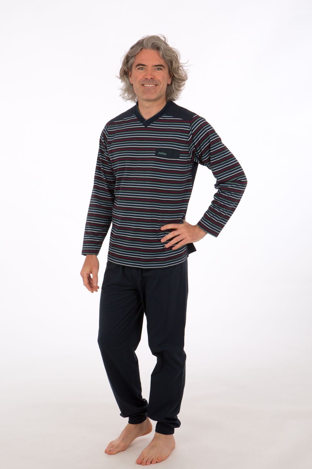 Perlina Heren pyjama: James, Blauw