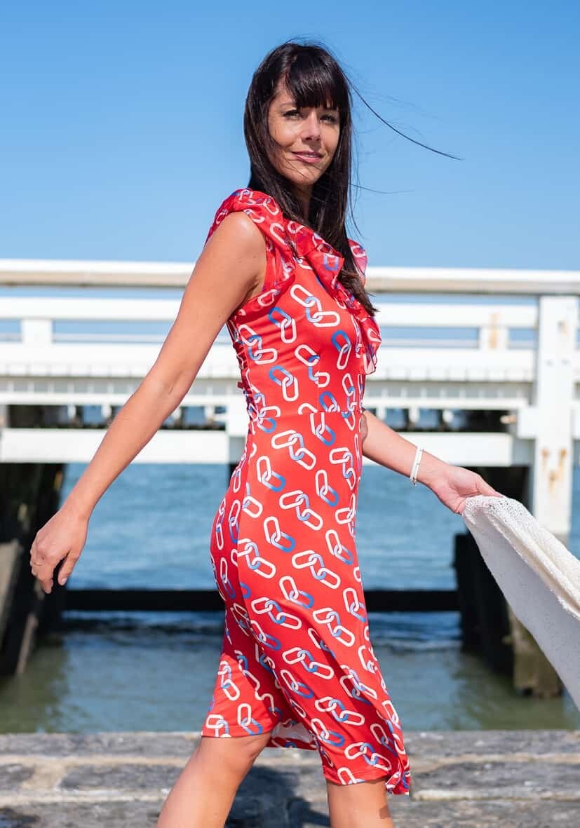 Diversa Rood Kleed met voile