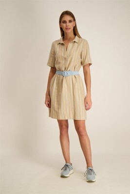 Signe Nature Kleed: Beige gestreept, Katoen
