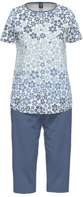 Ammann Dames Pyjama: Korte Mouw, 3/4 broek 100% Katoen