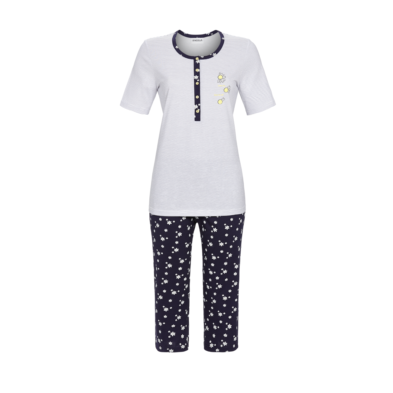 Ringella Pyjama: Blauw gestreept 100% Katoen