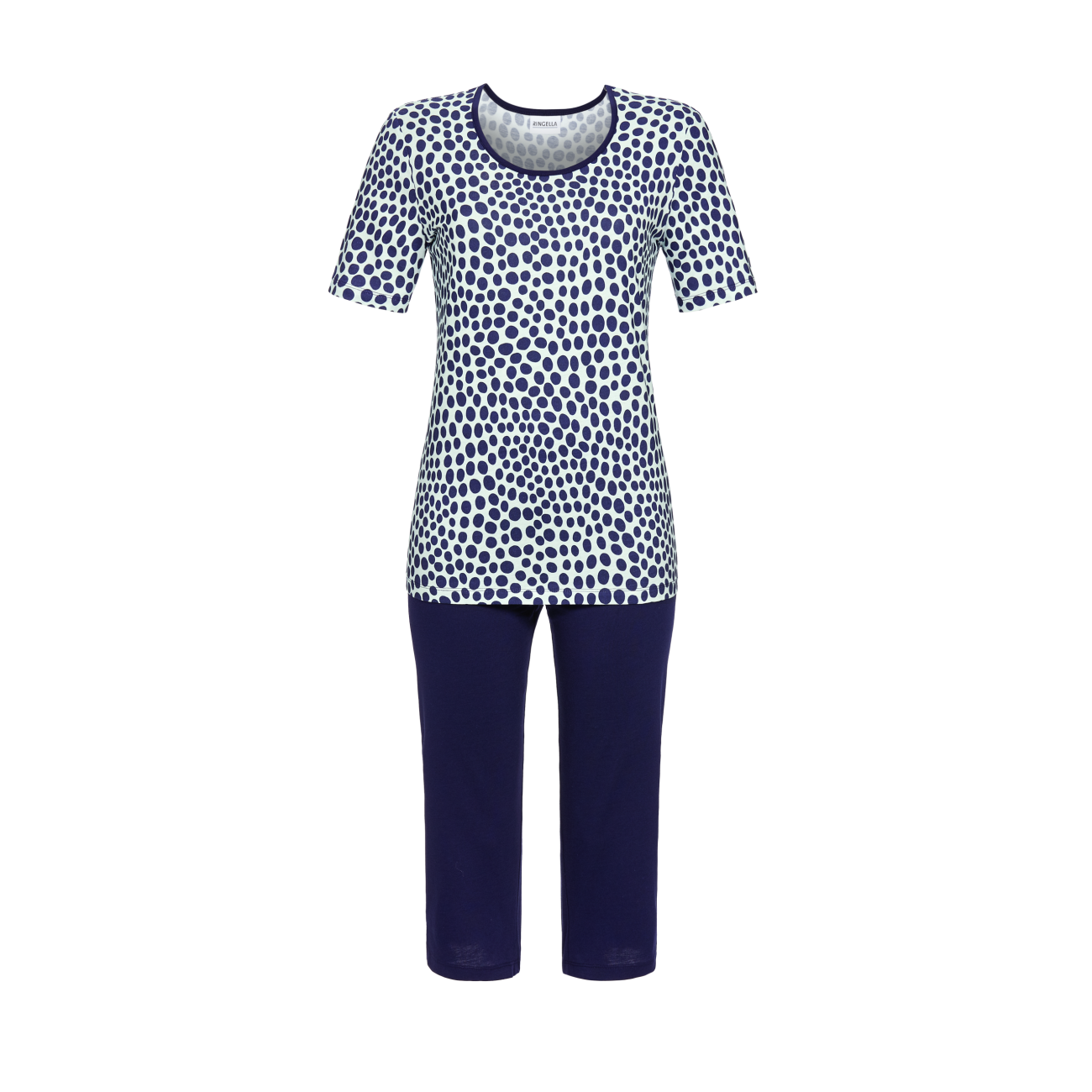 Ringella Pyjama Dames: Blauw, capri broek, tencel tot maat 54