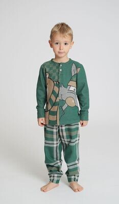 Happy people Pyjama Jongens: Bear, Groen carrree WARM