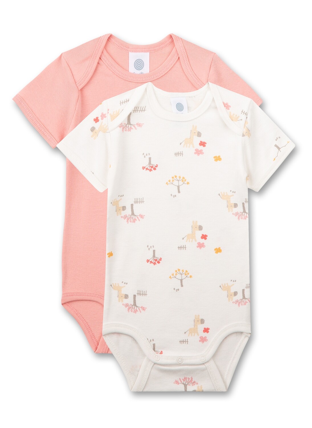 Sanetta romper meisjes: Girafmotief, korte mouw, duopack