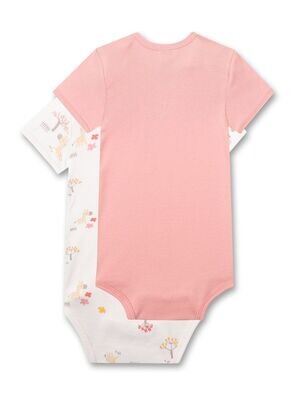 Sanetta romper meisjes: Girafmotief, korte mouw, duopack