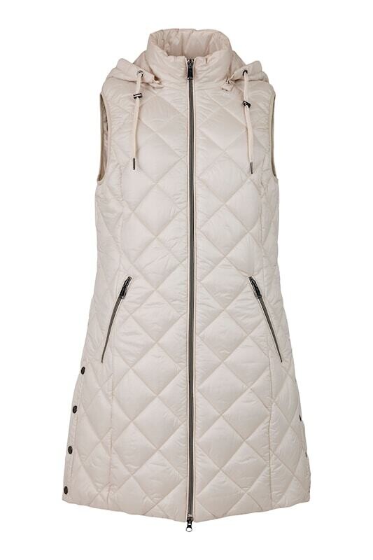 Normann Bodywarmer: Camel kleur, met afneembare kap