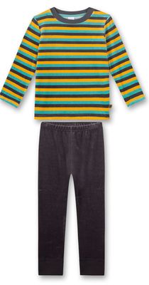 Sanetta Jongens Pyjama: Velours, gestreept