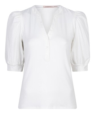 Esqualo T-shirt: Off White, fijne rib