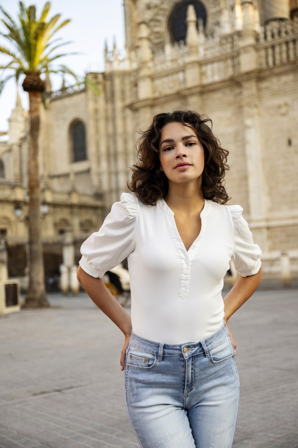 Esqualo T-shirt: Off White, fijne rib