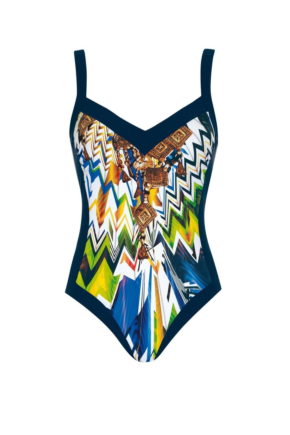 Sunflair Badpak: Donker blauw geprint.