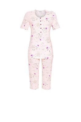 Ringella Pyjama dames: pastel roze, korte mouw + 3/4 broek