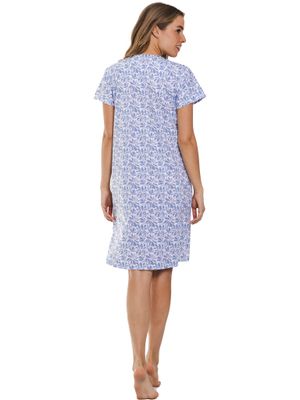 Pastunette Nachthemd Dames: Korte mouw, Ecru / blauw, 100cm