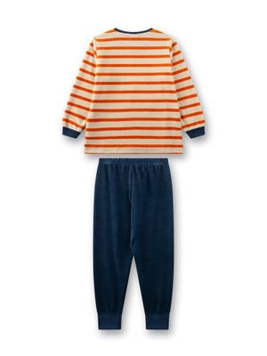 Sanetta Jongens pyjama: Velours, Gestreept tractor