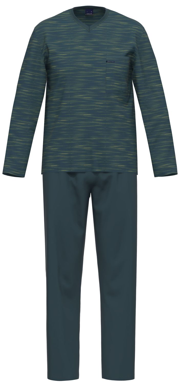 Ammann Heren Pyjama: Blauw, V hals