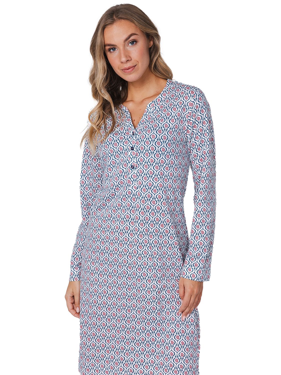 Pastunette dames nachthemd: Blauw, 100% katoen