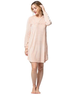 Egatex dames Nachthemd: Peach gestreept, Velours