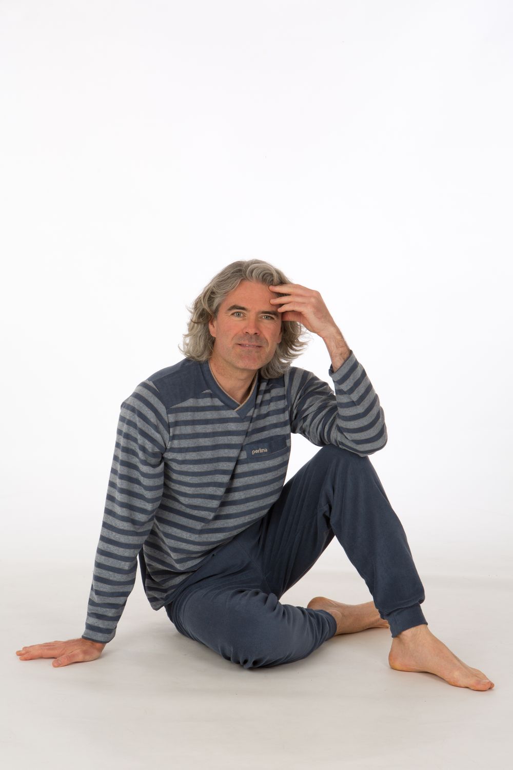 Perlina heren pyjama: Tom, blauw, badstof