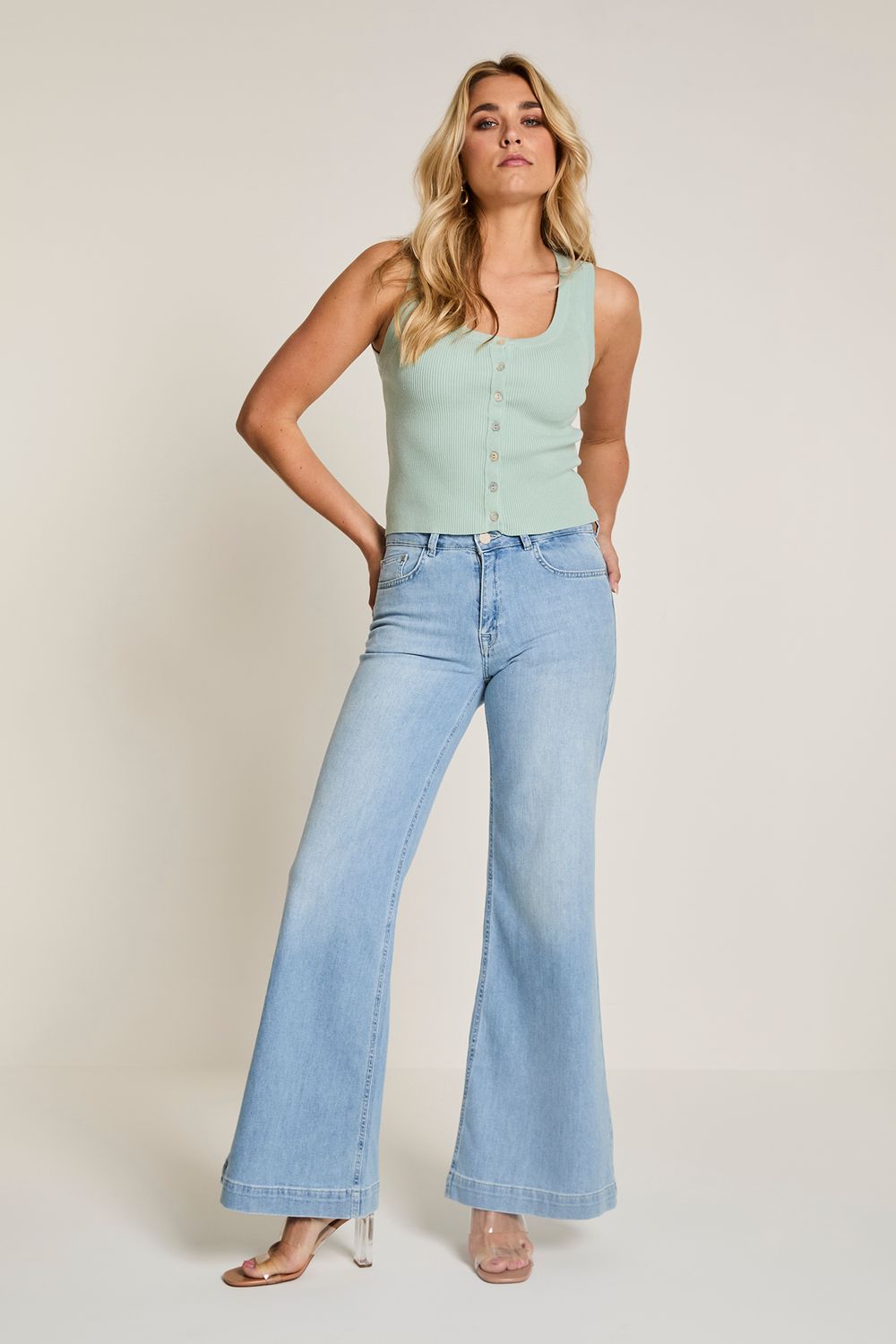 Para Mi dames broek Scotty: Summer bleu jeans L32 ( kleur zoals tweede foto )