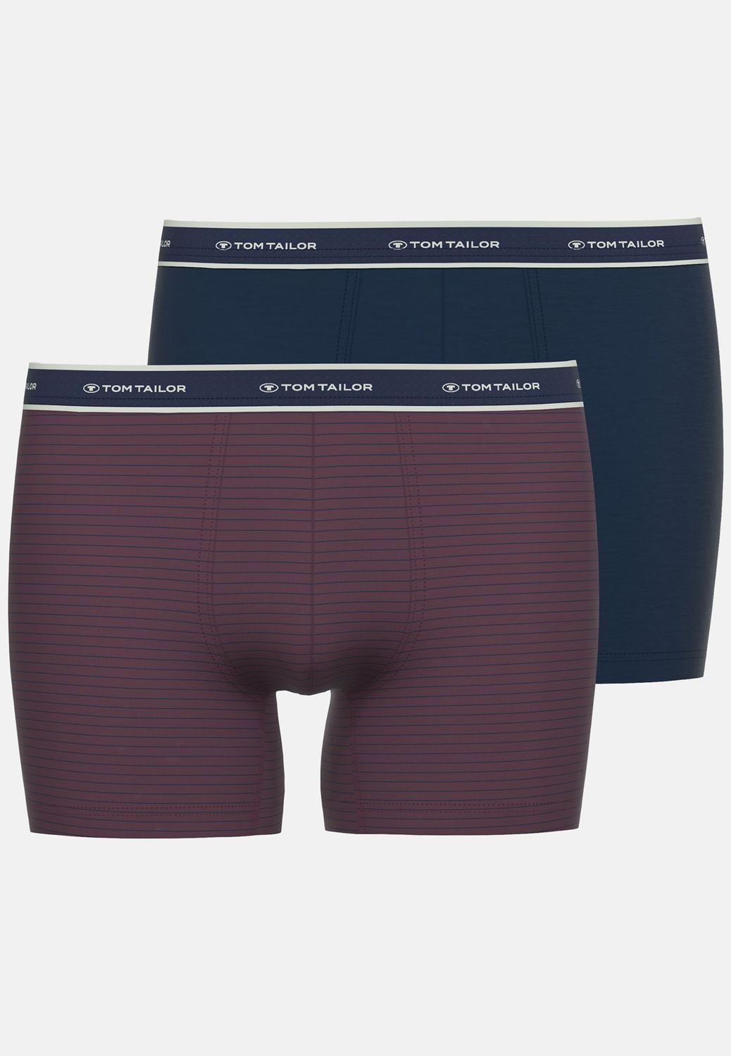 Tom Tailor Boxer: Long Pants, Bordeau + blauw, Duopack