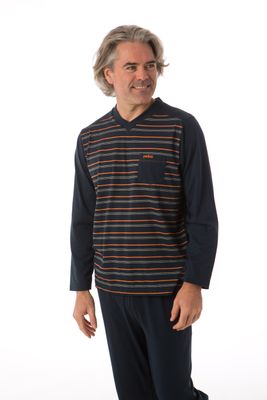 Perlina Heren Pyjama: Bob A, Blauw, katoen, tot 6XL