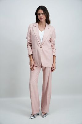 Signe Nature Broek: Rose / ecru gestreept