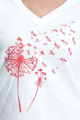 Signe Nature dames T-shirt: Wit/ koraal, korte mouw