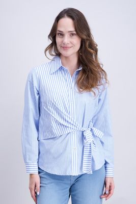 Signe Nature Bloes: Gestreept, blauw / wit