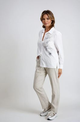 Signe Nature Bloes: Wit, broderie
