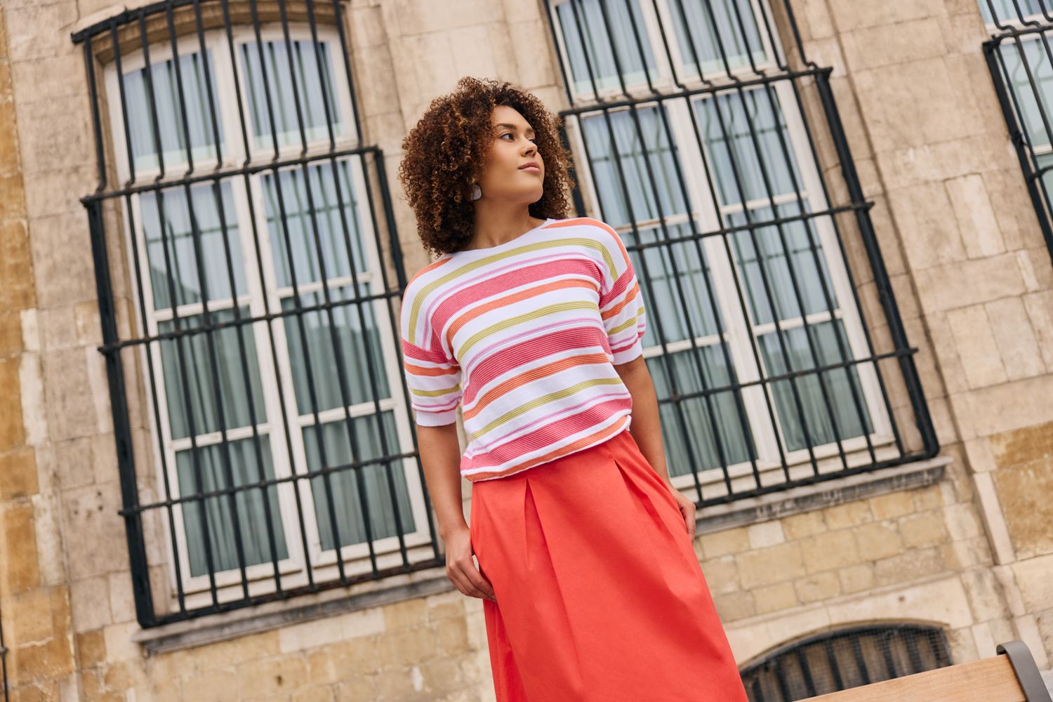 Signe Nature zomer pull: Gestreept, Koraal