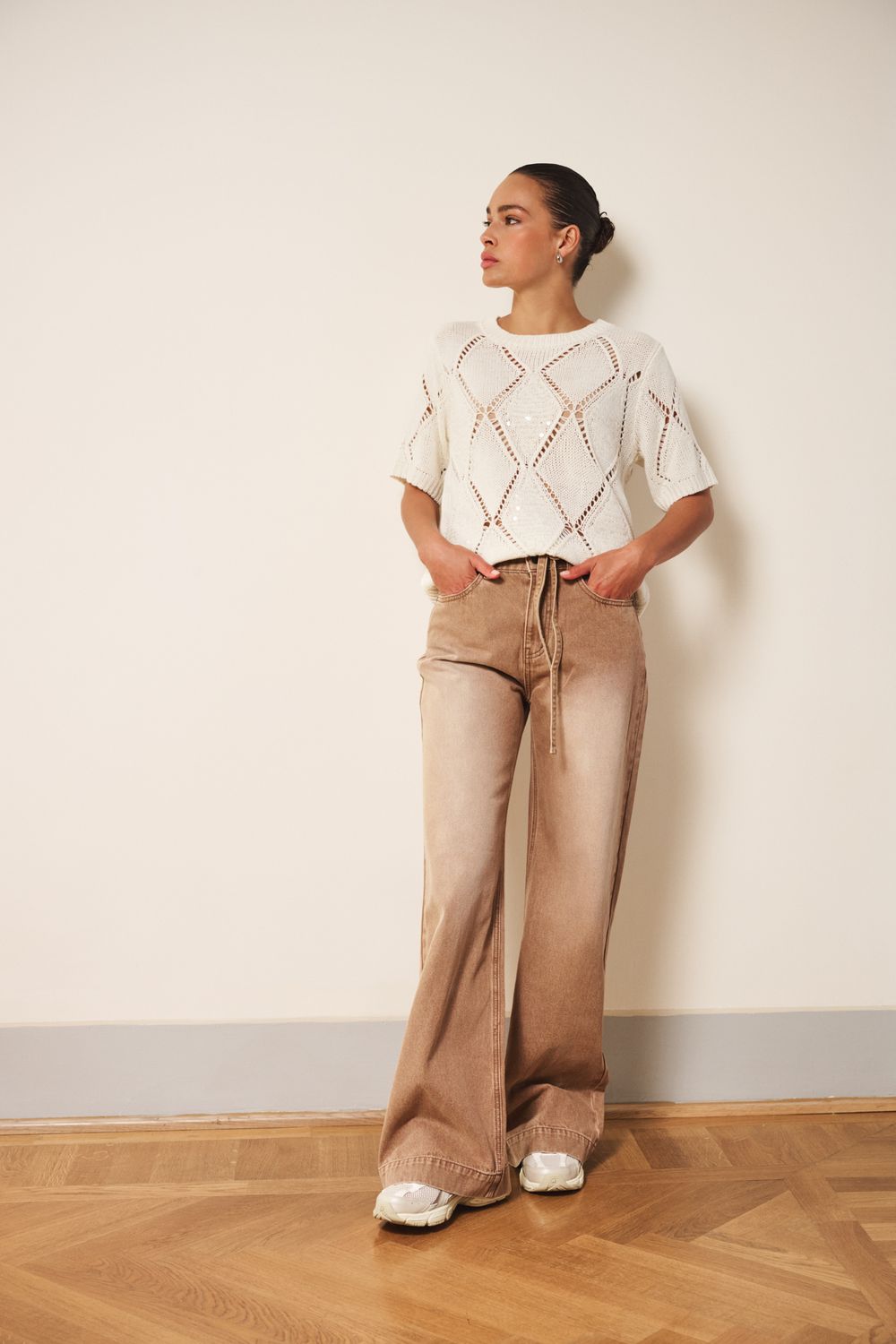 Esqualo Pull: Ecru, Korte mouw