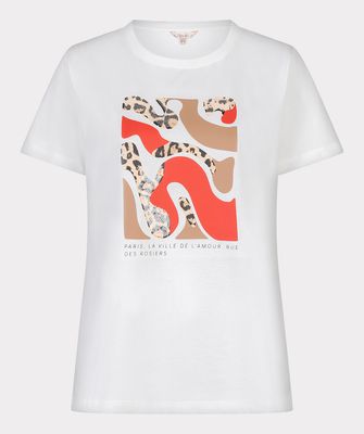 Esqualo T-shirt: Off White / Chili Red, Korte mouw
