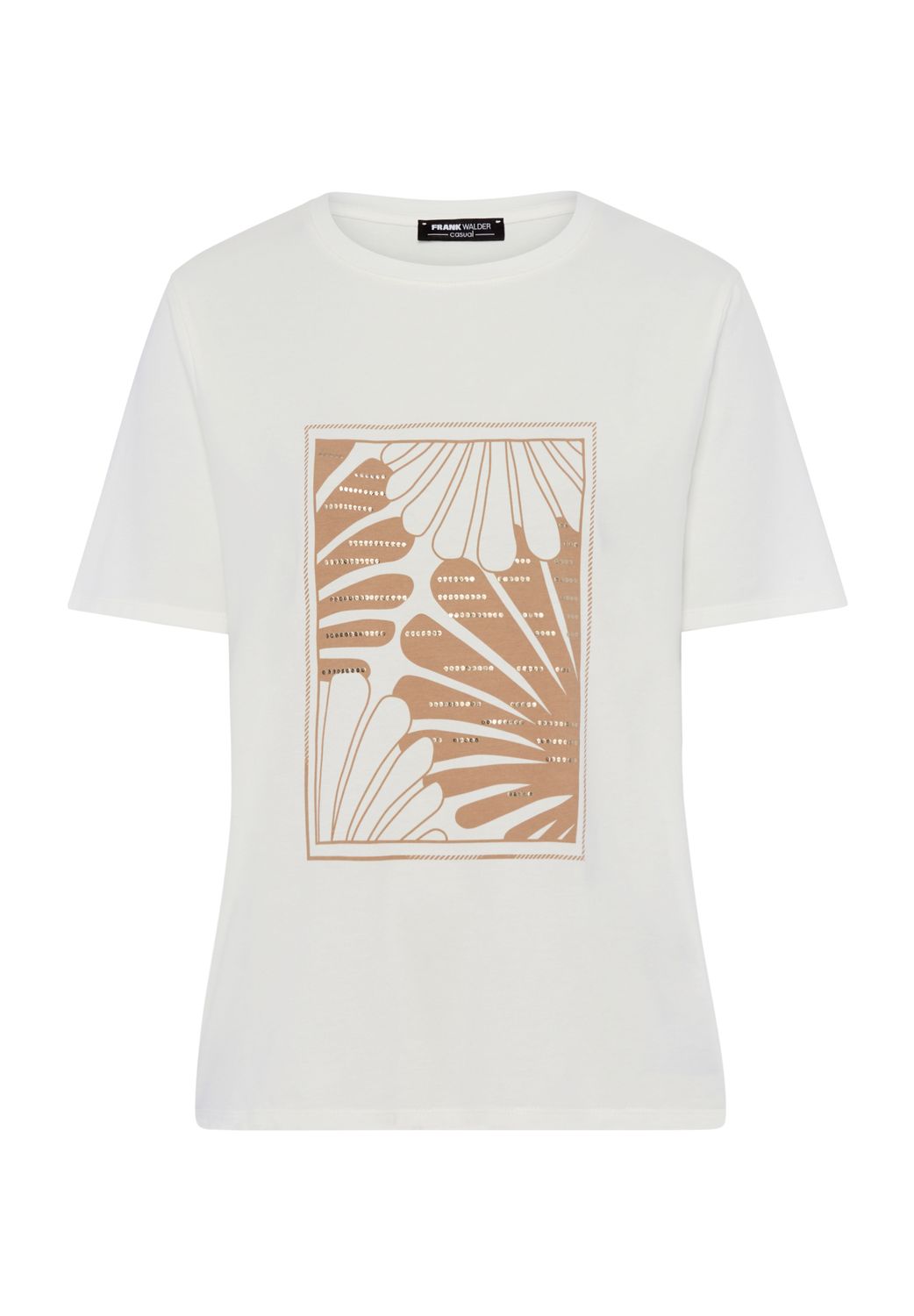 Frank Walder Dames T-shirt: Wit / beige