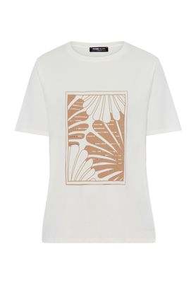 Frank Walder Dames T-shirt: Wit / beige